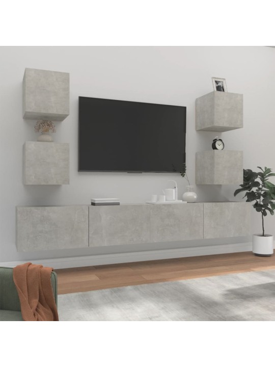 6dílný set TV skříněk betonově šedý kompozitní dřevo