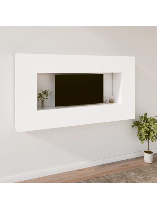8dílný set TV skříněk bílý kompozitní dřevo