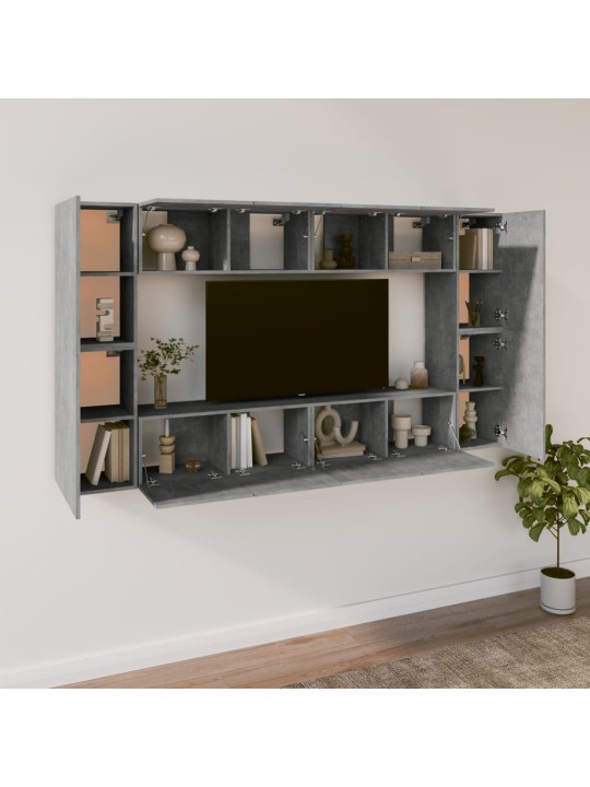 8dílný set TV skříněk betonově šedý kompozitní dřevo