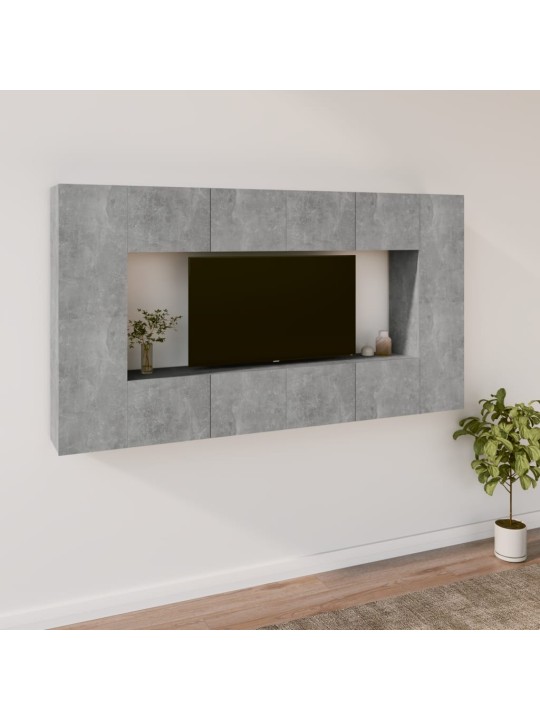 8dílný set TV skříněk betonově šedý kompozitní dřevo