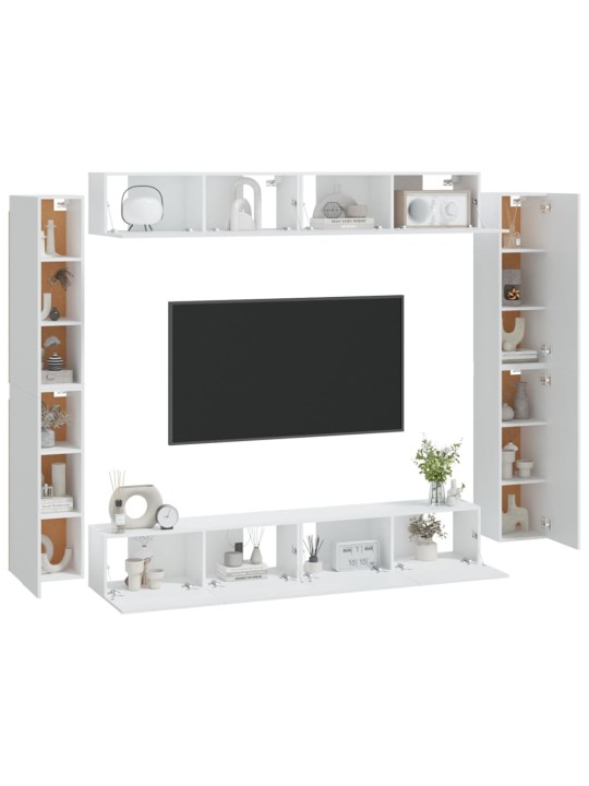8dílný set TV skříněk bílý kompozitní dřevo