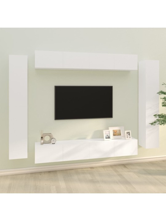 8dílný set TV skříněk bílý kompozitní dřevo