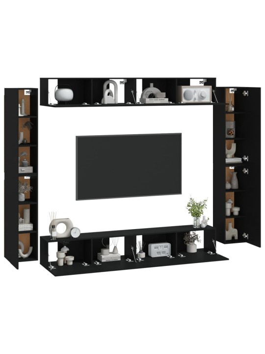 8dílný set TV skříněk černý kompozitní dřevo
