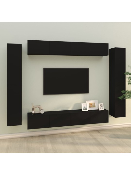 8dílný set TV skříněk černý kompozitní dřevo