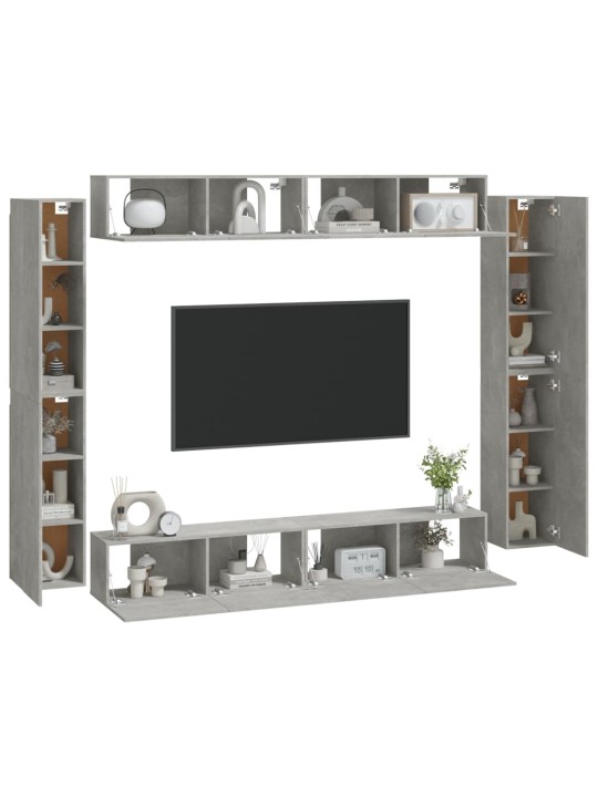 8dílný set TV skříněk betonově šedý kompozitní dřevo