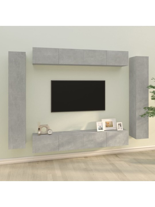 8dílný set TV skříněk betonově šedý kompozitní dřevo