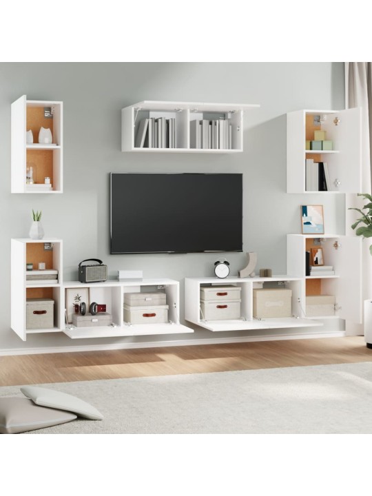 7dílný set TV skříněk bílý kompozitní dřevo