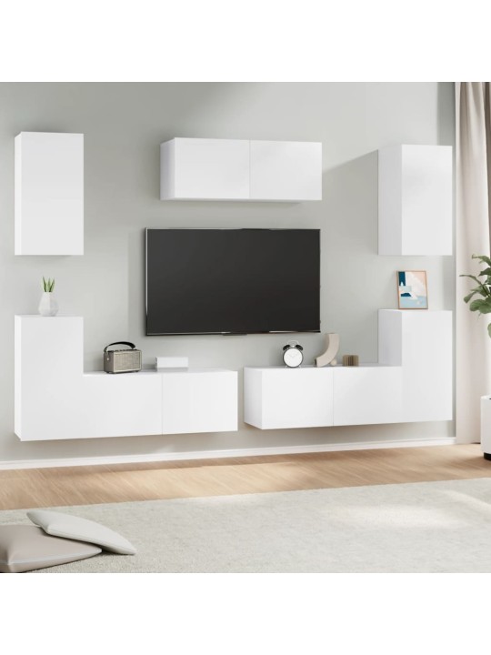 7dílný set TV skříněk bílý kompozitní dřevo