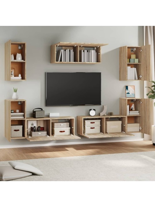 7dílný set TV skříněk dub sonoma kompozitní dřevo