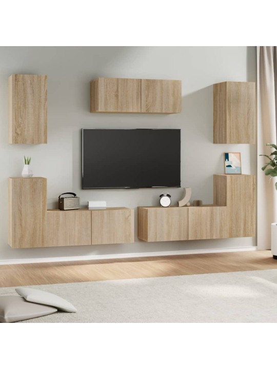 7dílný set TV skříněk dub sonoma kompozitní dřevo