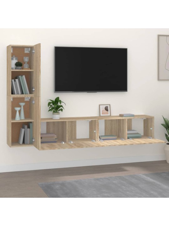 4dílný set TV skříněk dub sonoma kompozitní dřevo