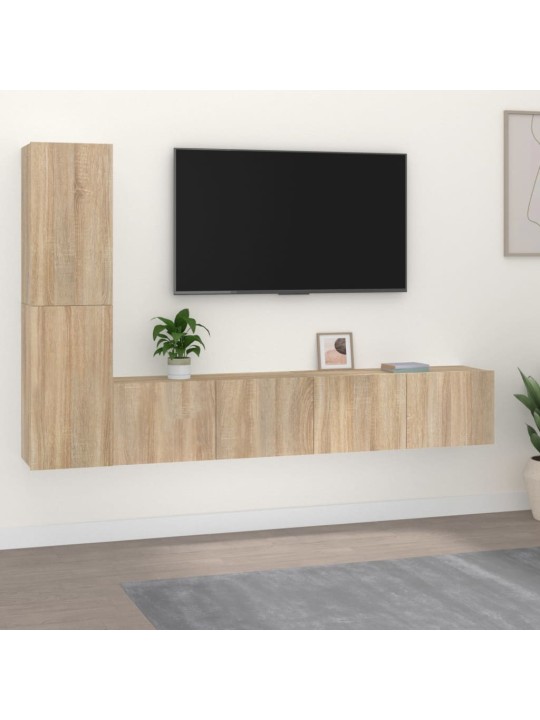 4dílný set TV skříněk dub sonoma kompozitní dřevo