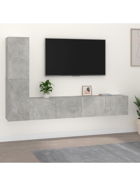 4dílný set TV skříněk betonově šedý kompozitní dřevo