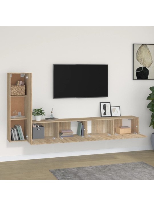 3dílný set TV skříněk dub sonoma kompozitní dřevo