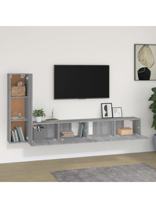 3dílný set TV skříněk šedý sonoma kompozitní dřevo