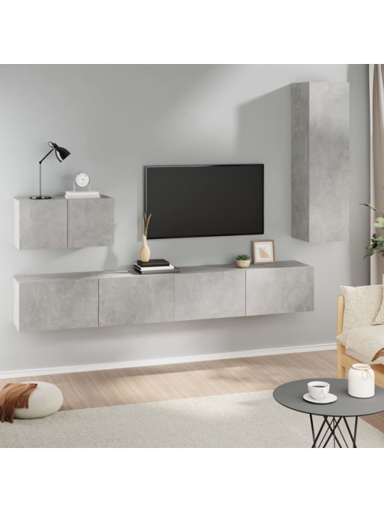 4dílný set tv skříněk betonově šedý kompozitní dřevo