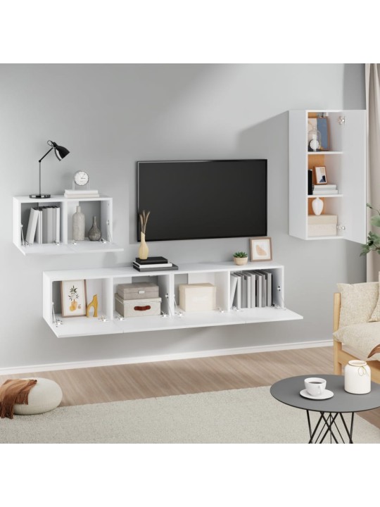 4dílný set TV skříněk bílý kompozitní dřevo
