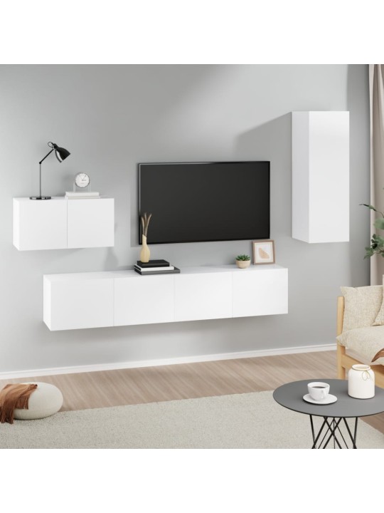 4dílný set TV skříněk bílý kompozitní dřevo