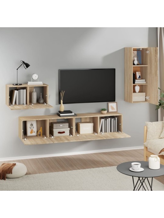 4dílný set TV skříněk dub sonoma kompozitní dřevo