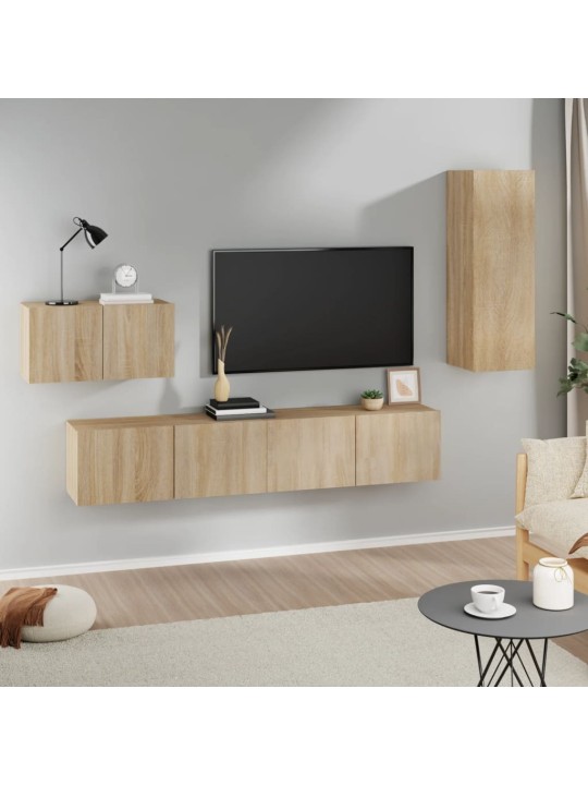 4dílný set TV skříněk dub sonoma kompozitní dřevo