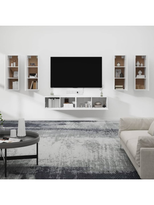 6dílný set TV skříněk bílý kompozitní dřevo