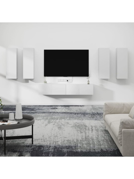 6dílný set TV skříněk bílý kompozitní dřevo