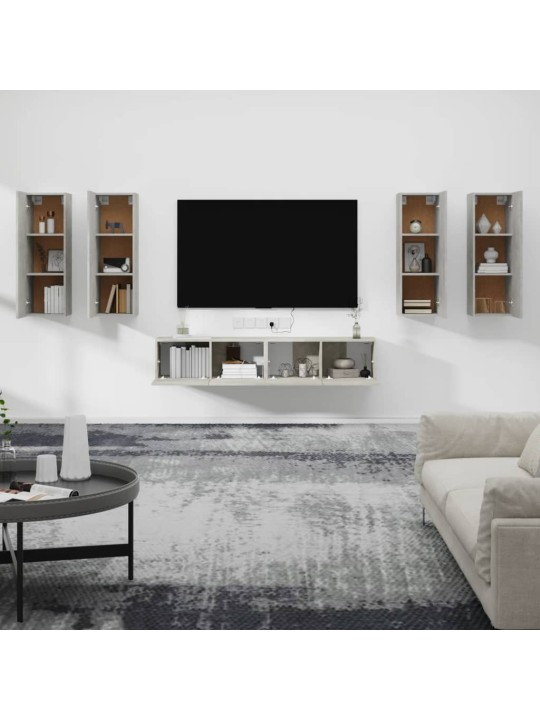 6dílný set TV skříněk betonově šedý kompozitní dřevo