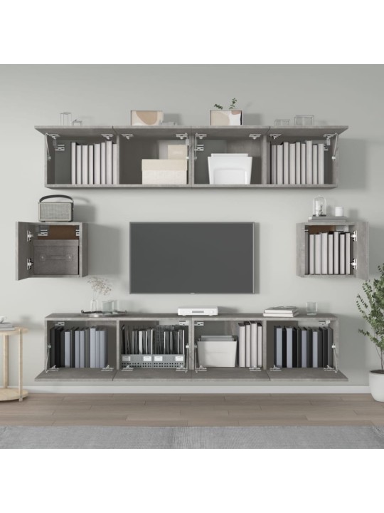 6dílný set TV skříněk betonově šedý kompozitní dřevo