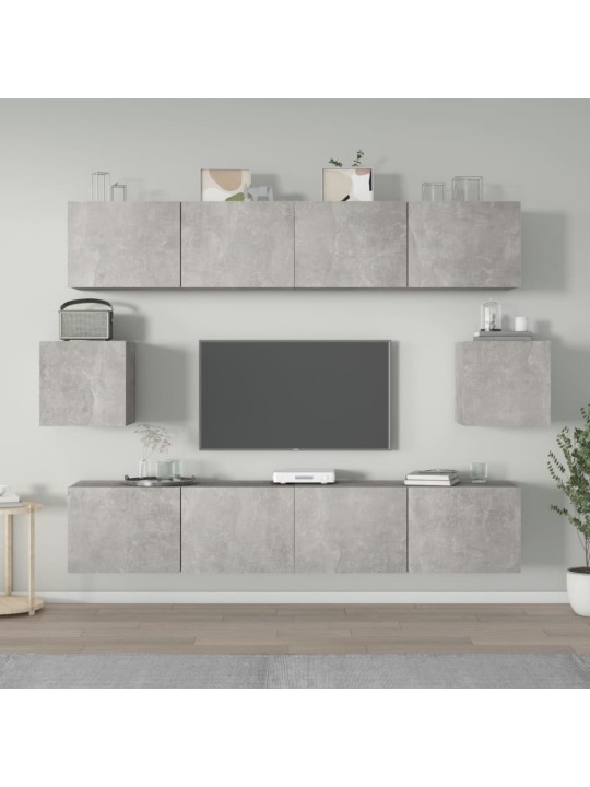6dílný set TV skříněk betonově šedý kompozitní dřevo