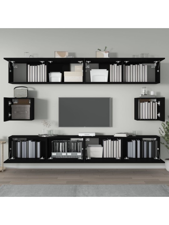6dílný set TV skříněk černý kompozitní dřevo