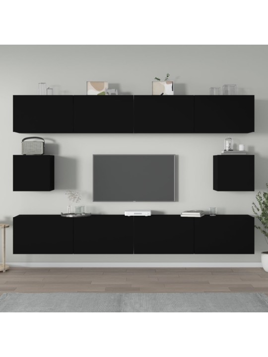 6dílný set TV skříněk černý kompozitní dřevo