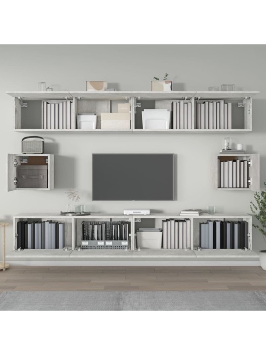 6dílný set TV skříněk betonově šedý kompozitní dřevo