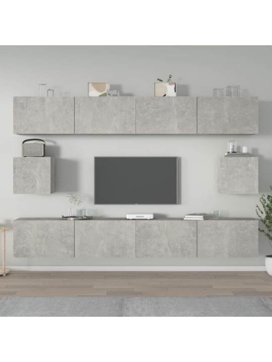 6dílný set TV skříněk betonově šedý kompozitní dřevo