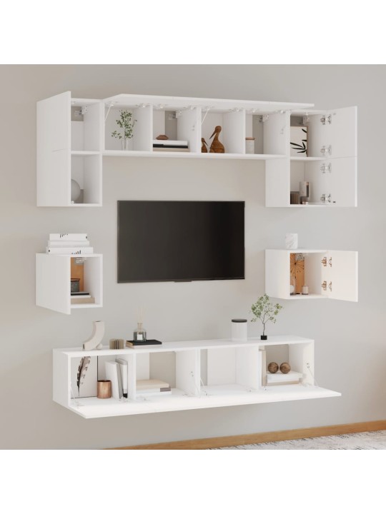 8dílný set TV skříněk bílý kompozitní dřevo