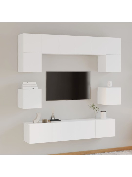 8dílný set TV skříněk bílý kompozitní dřevo