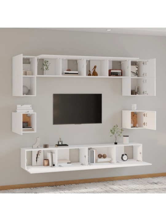 8dílný set TV skříněk bílý kompozitní dřevo