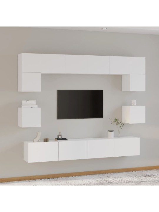8dílný set TV skříněk bílý kompozitní dřevo