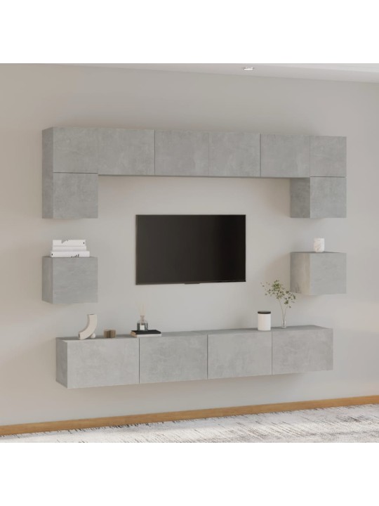 8dílný set TV skříněk betonově šedý kompozitní dřevo