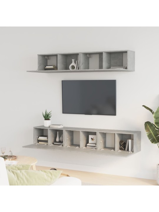 5dílný set TV skříněk betonově šedý kompozitní dřevo