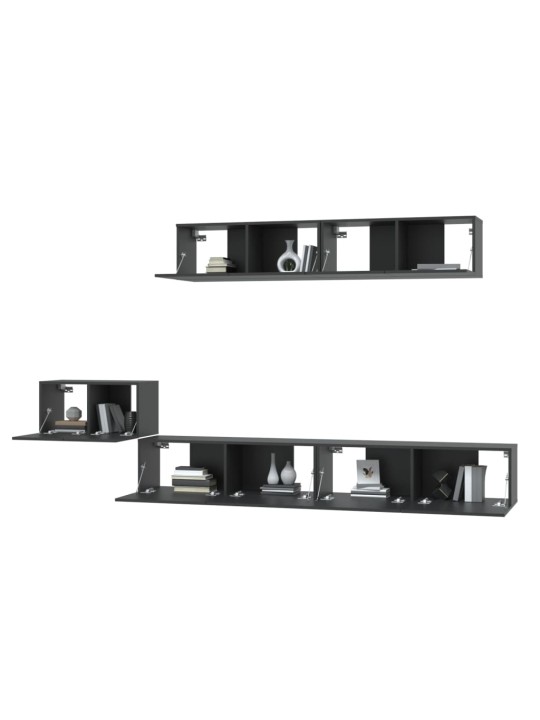 5dílný set TV skříněk černý kompozitní dřevo