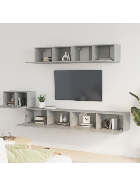 5dílný set TV skříněk betonově šedý kompozitní dřevo