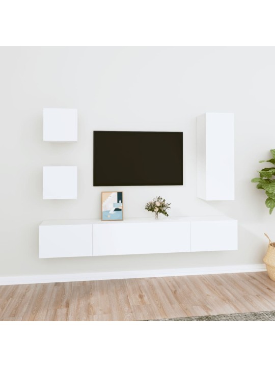 5dílný set TV skříněk bílý kompozitní dřevo
