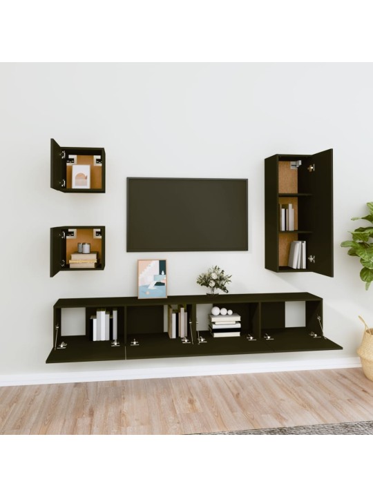 5dílný set TV skříněk černý kompozitní dřevo