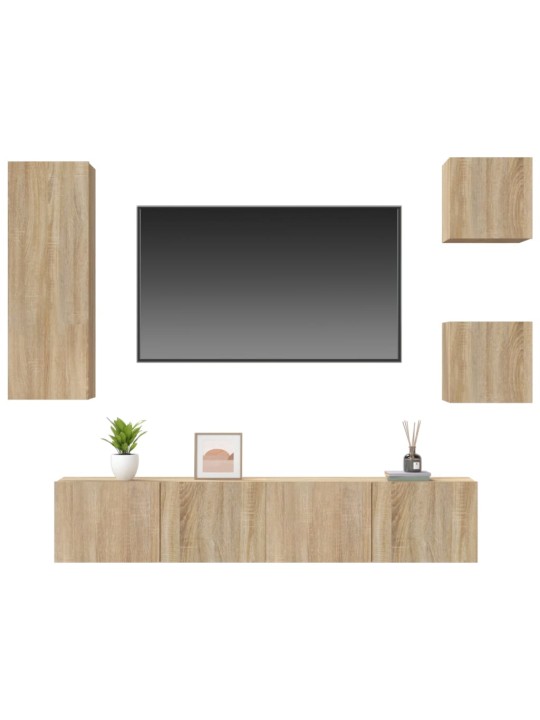 5dílný set TV skříněk dub sonoma kompozitní dřevo