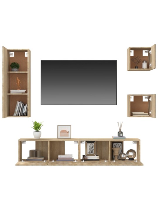 5dílný set TV skříněk dub sonoma kompozitní dřevo