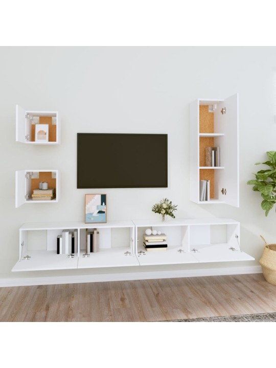 5dílný set TV skříněk bílý kompozitní dřevo