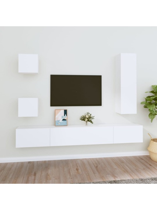 5dílný set TV skříněk bílý kompozitní dřevo