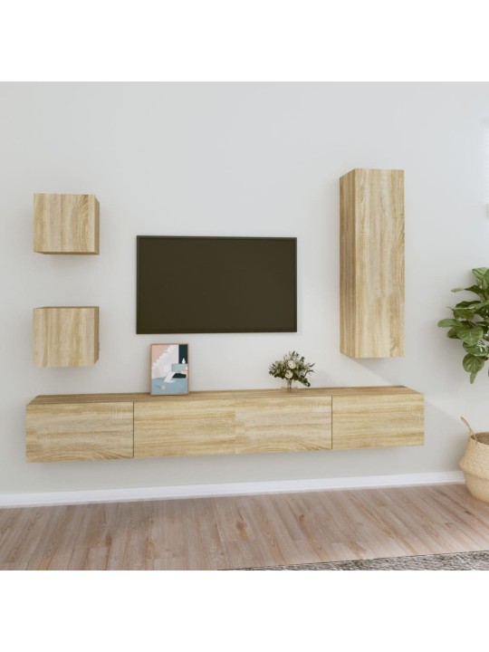 5dílný set TV skříněk dub sonoma kompozitní dřevo