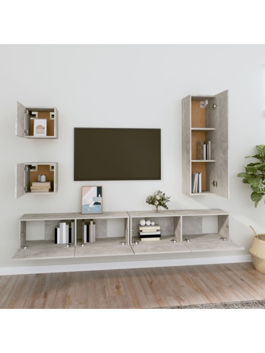 5dílný set tv skříněk betonově šedý kompozitní dřevo