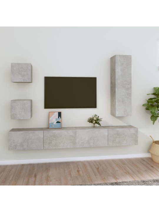 5dílný set tv skříněk betonově šedý kompozitní dřevo